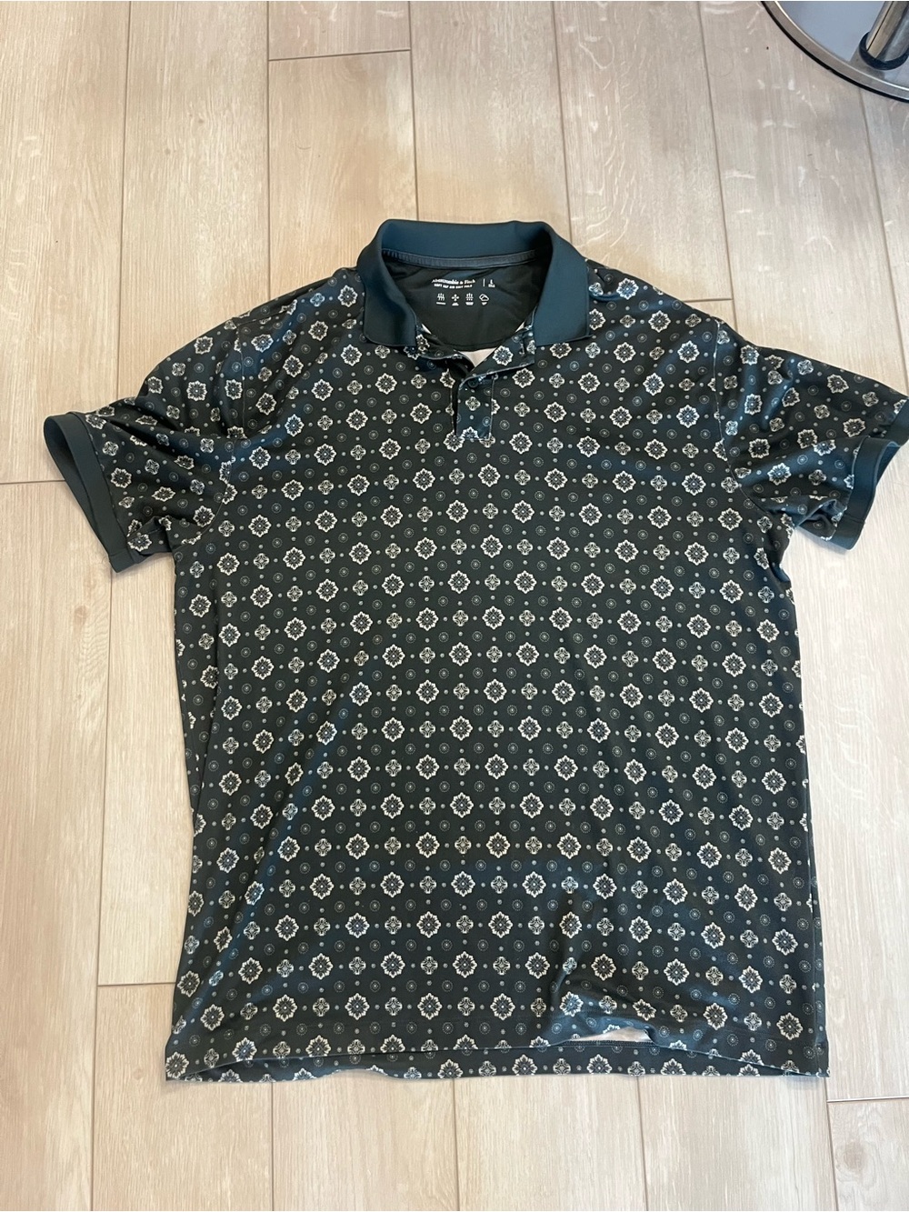Abercrombie & Fitch Black Printed Polo Shirt